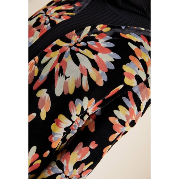 Eva Franco Anthropologie Floral Fireworks Black Car Coat Jacket - Picture 3 of 4